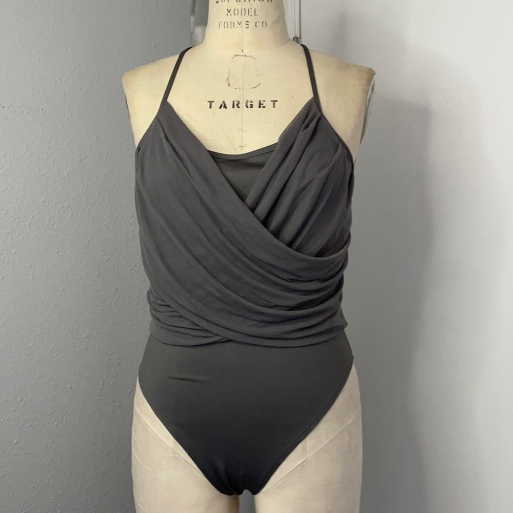 Joy Lab Draped Front Mesh Trim Swimsuit